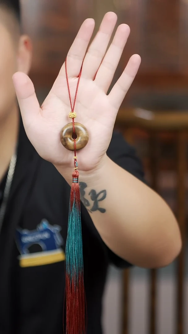 金丝楠拾*512阴沉满花手工编绳平安扣