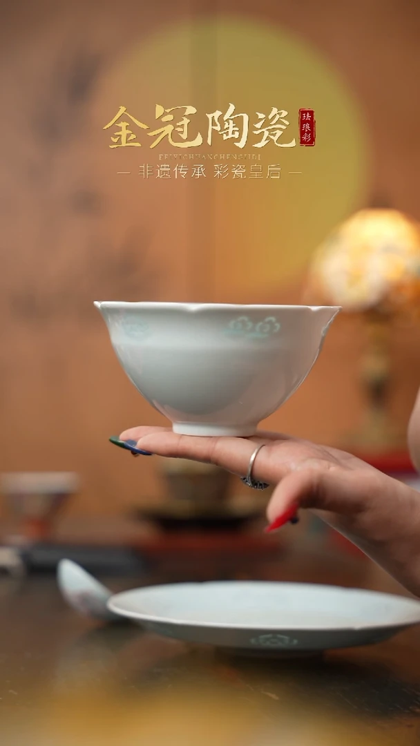 陶瓷观造集/玉映清辉【5寸「花承」饭碗】