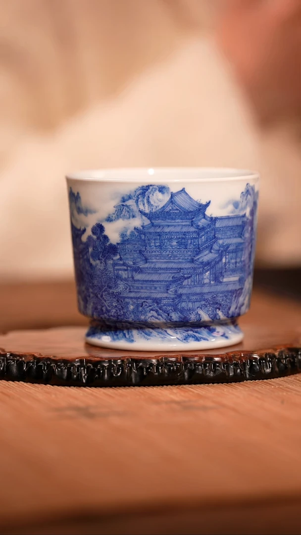 【闪购商品】杯云山片玉明皇宫避暑图容天杯