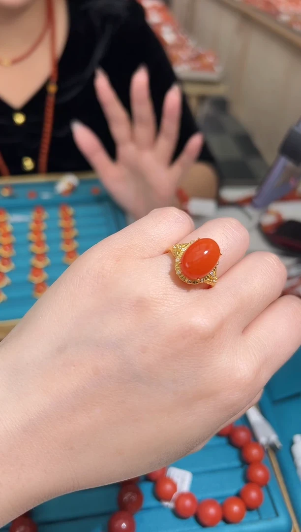 【闪购商品】南红玛瑙戒指银S925镶嵌多样发其一/92199962