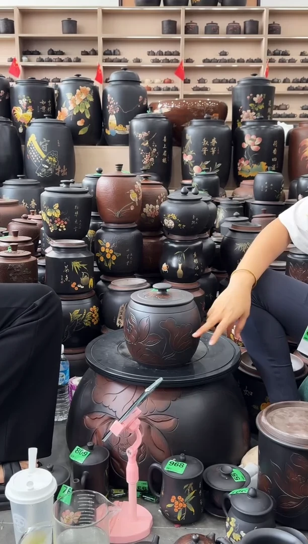 罐瑕疵茶叶罐 654 腰鼓荷花