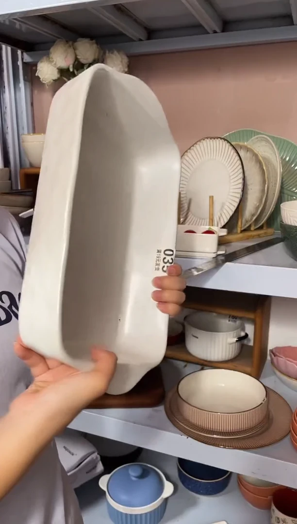 瓷微瑕（1个装）白色锤纹超大烤盘