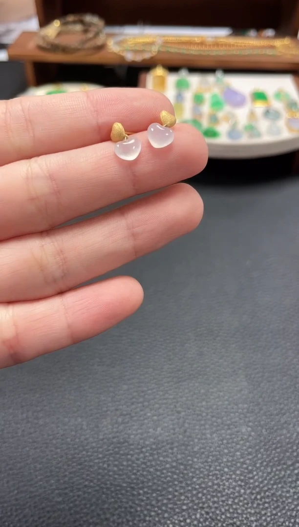 【闪购商品】翡翠耳钉18K金镶嵌2个  JK723