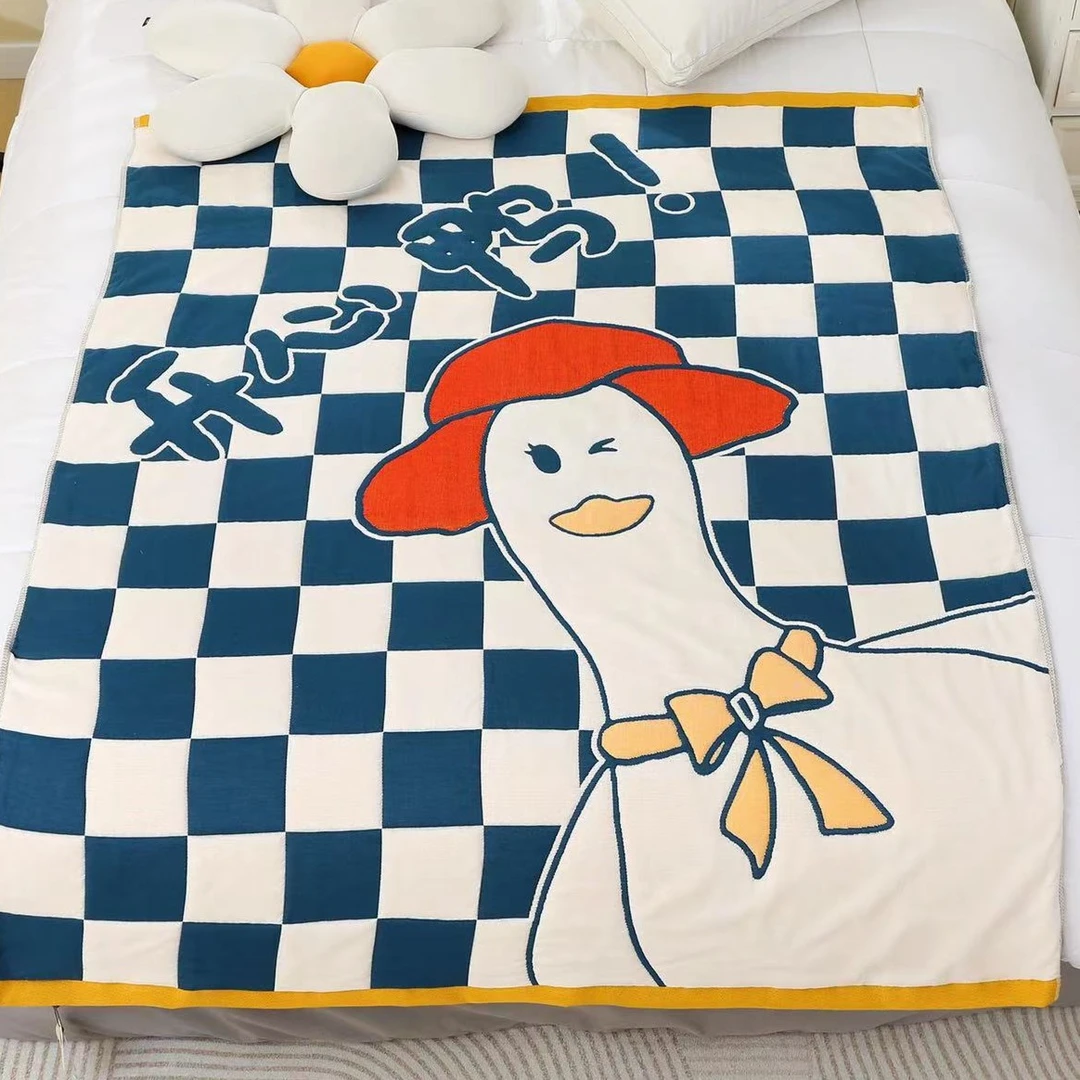 【温暖家居】棉纱面包被120×150cm-开心鸭