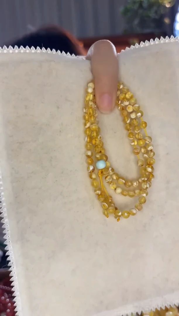 未镶嵌颈饰蜜蜡蜜蜡金白长链