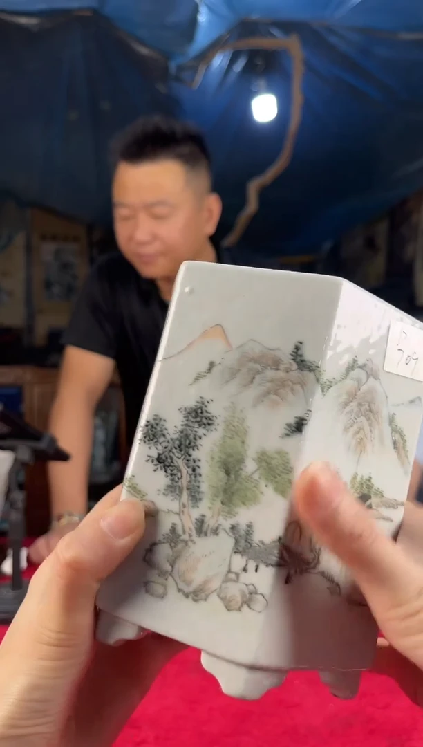 摆件C210青花龙纹斗笠杯