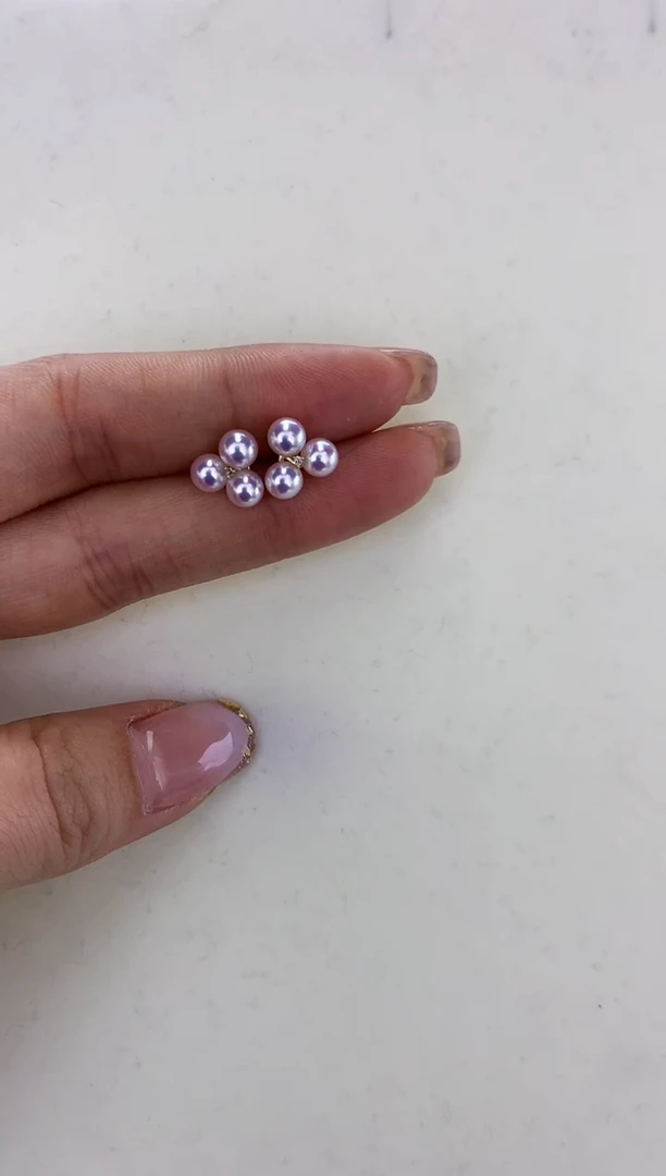 18K金镶嵌DA海水珍珠耳钉4-5MM X005