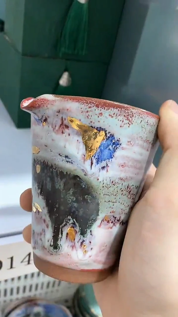 瓷片陶瓷茶器孤品D148加金