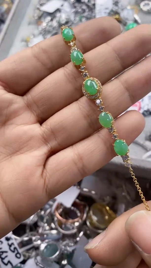 银S925镶嵌戒指翡翠444---3