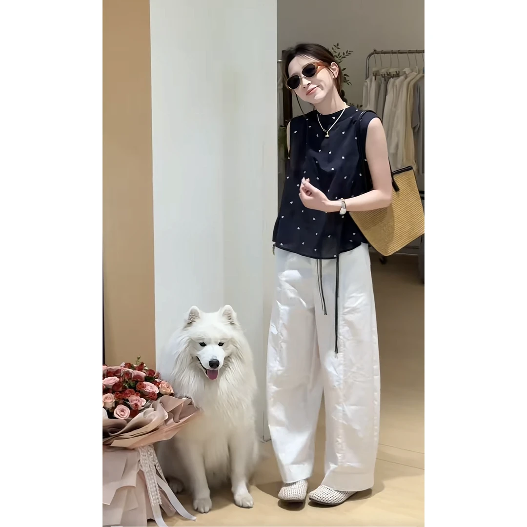 夏季超火一整套女装2025新款爆款波点短袖上衣百搭阔腿裤两件套潮