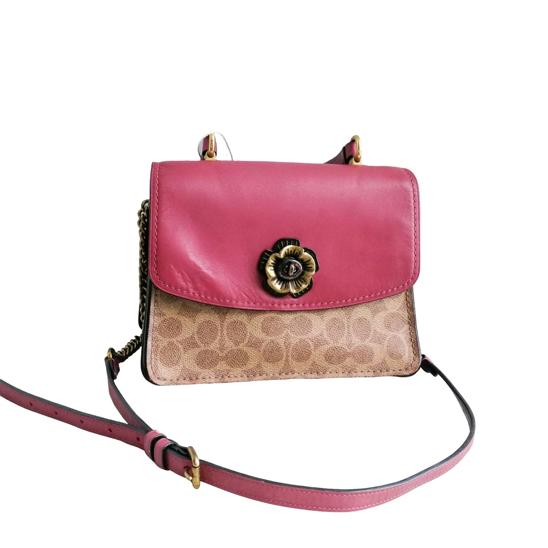 95新  红色棕老花盒子包 051316