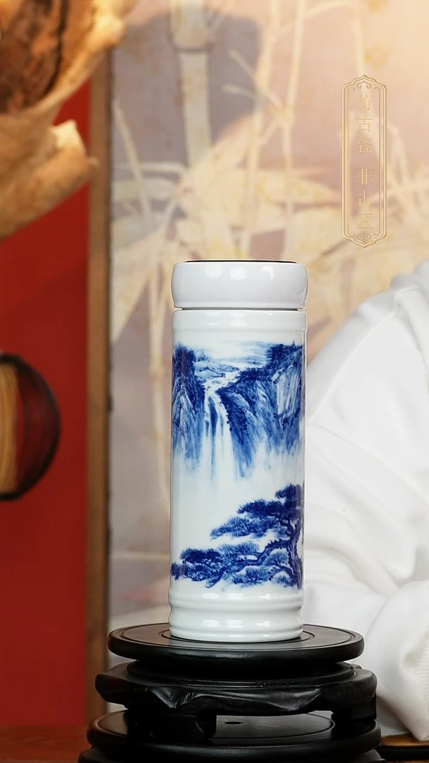 摆件山水山水保温杯