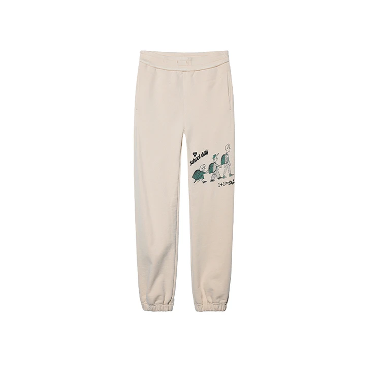TCH服饰店播-时尚潮牌小王子系列人物烫钻米色长裤T69C206040