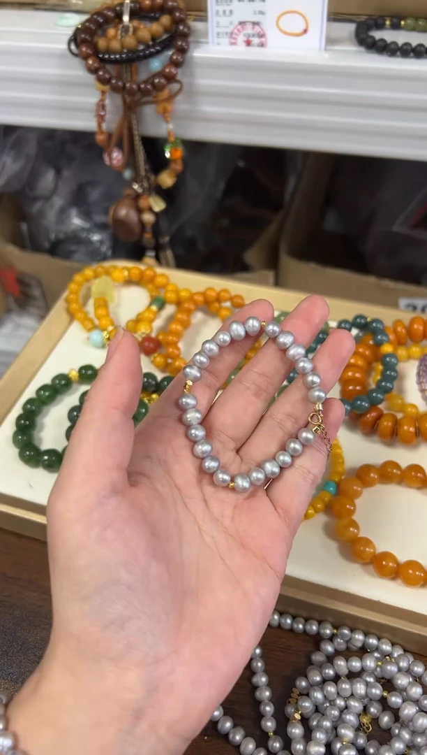 海水珍珠未镶嵌手链真多麻海水珍珠手链[1027]