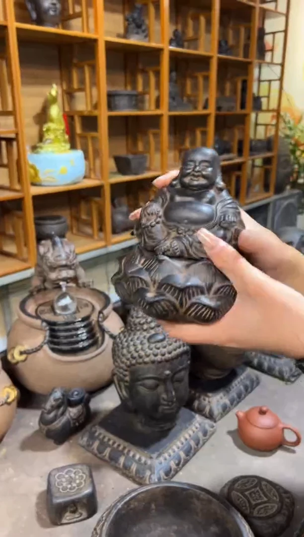 陶土【火山泥】未来佛+莲蓬实心底座