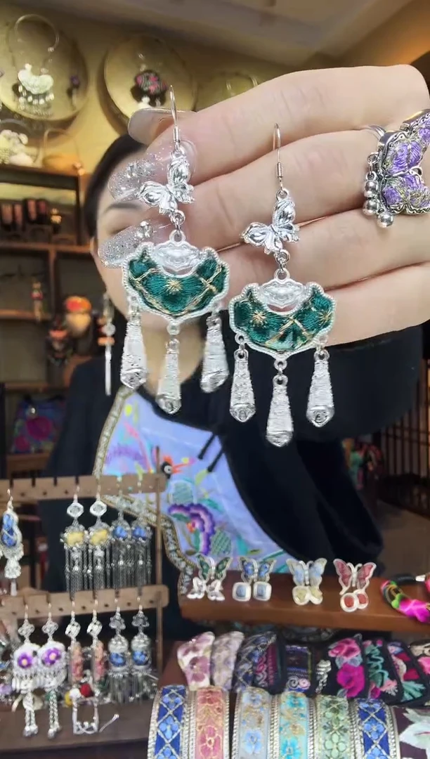 刺绣非遗刺绣民族风耳环