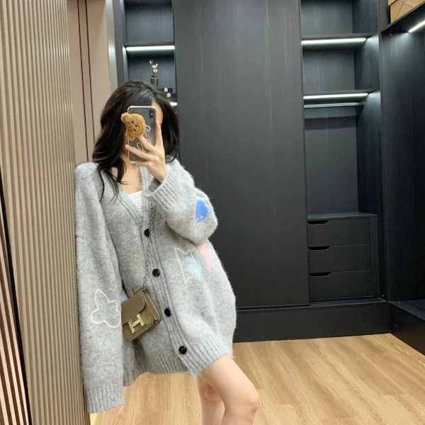 针织女常规款学院风毛针织衫毛衣开衫韩版显瘦网红时尚休闲宽松