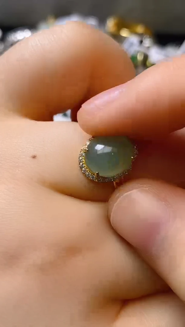 银S925镶嵌戒指翡翠百内无证书