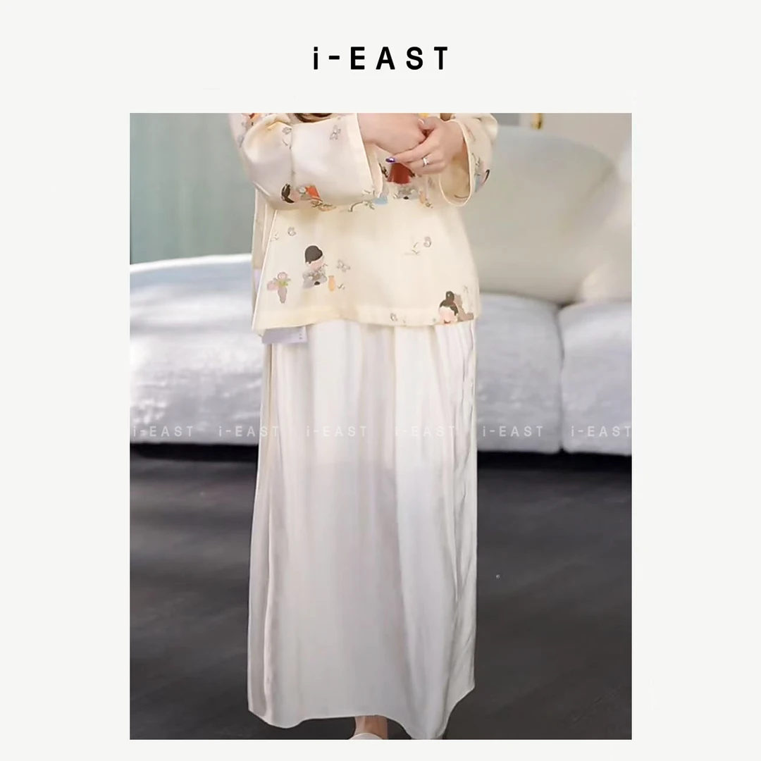 i-EAST 几时秋月~新中式国风提花半身裙-5C Q13227
