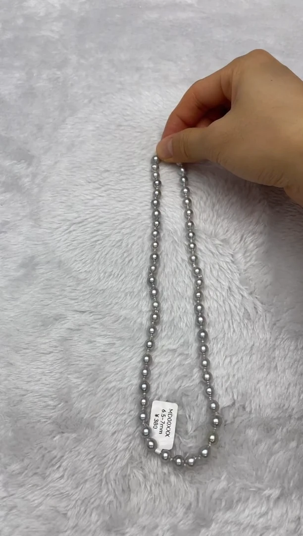项链银S925镶嵌海水珍珠AK真多麻6.5-7mm