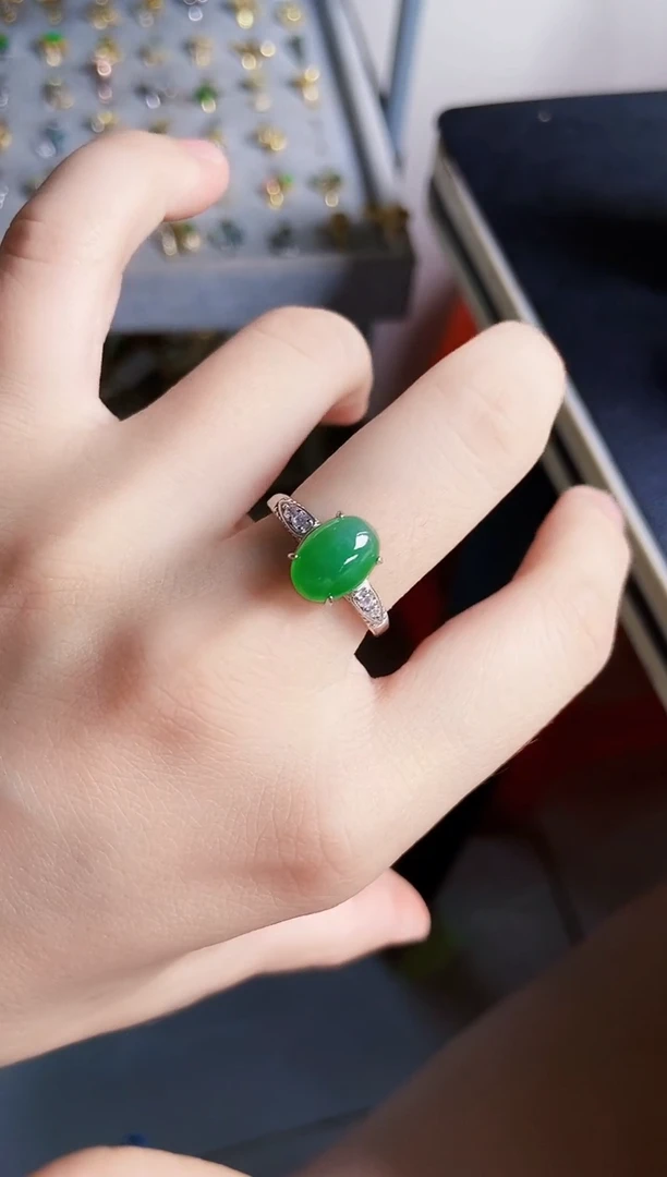 翡翠戒指银S925镶嵌546494