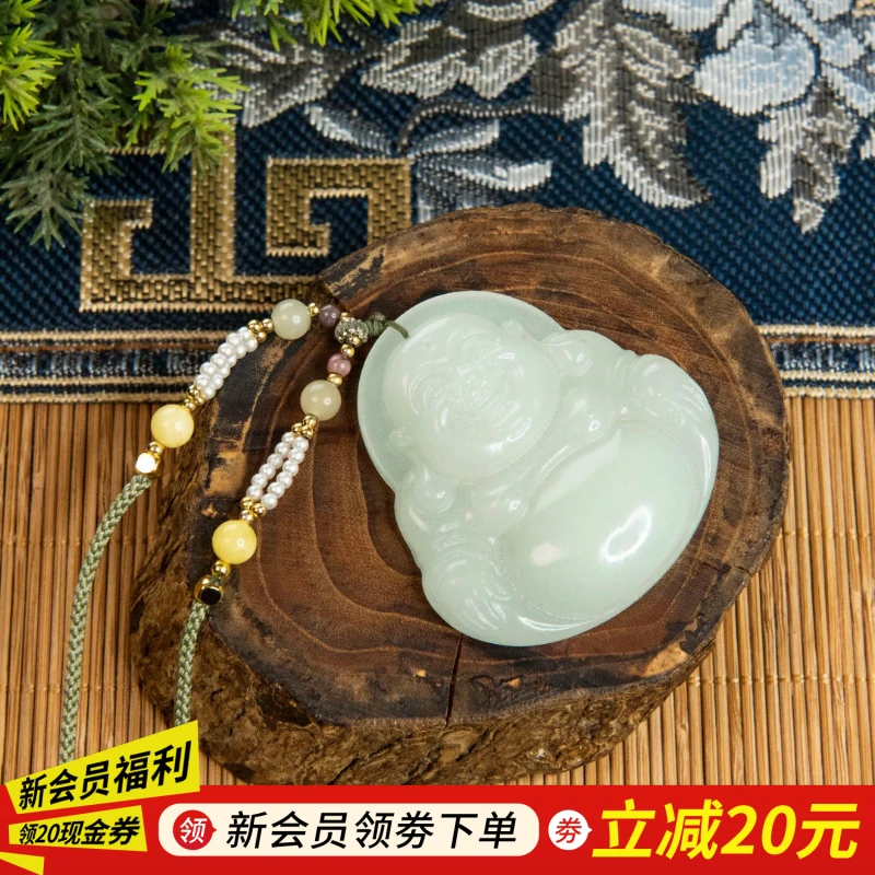 【左氏珠宝】1152和田玉佛公挂件佛玉佩精雕编绳女款气质手工