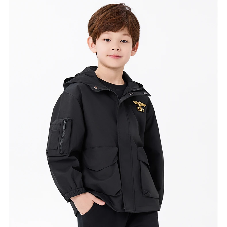 【锋衣鹰驰】BOY JUNIOR儿童潮牌外套经典鹰标帅气时尚连帽上衣