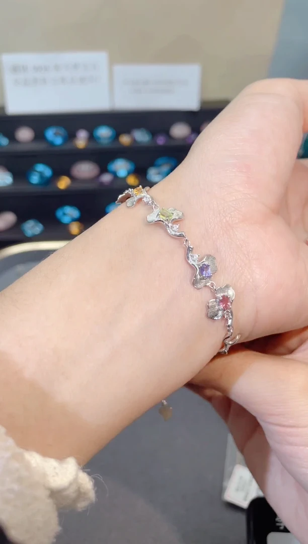 银S925镶嵌手链橄榄石天然宝石