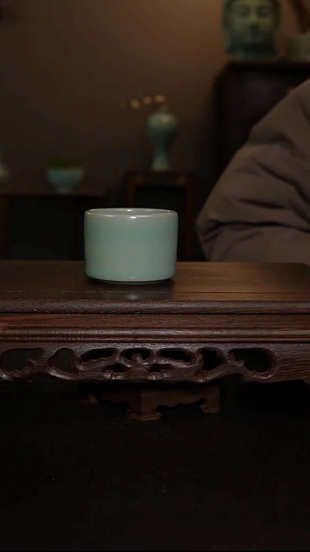 摆件瓷仿古釉手工扳指杯