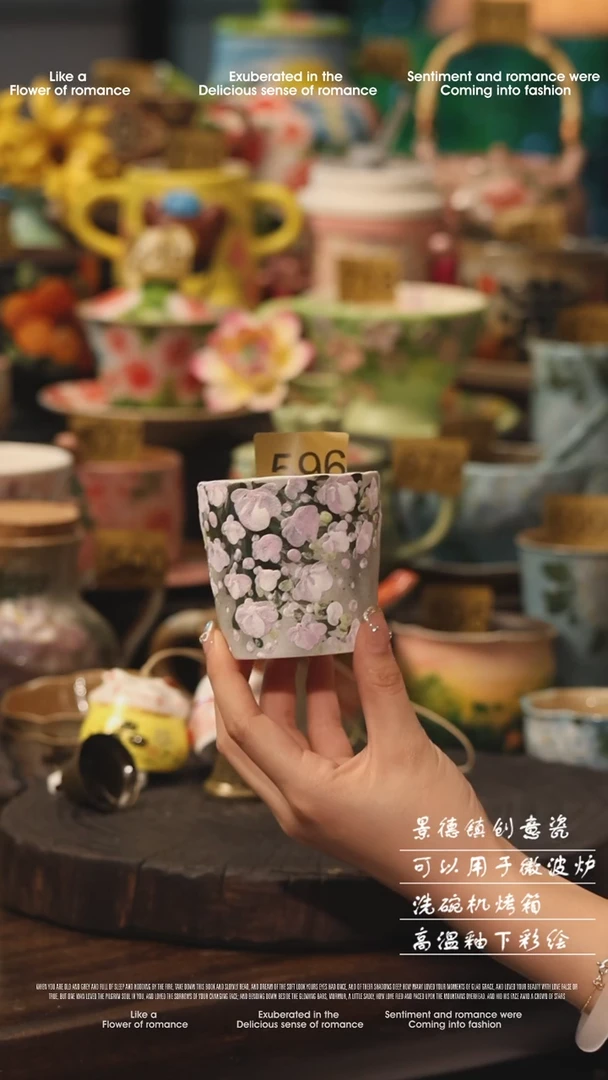 陶瓷596景德镇高温釉下彩绘设计师款式