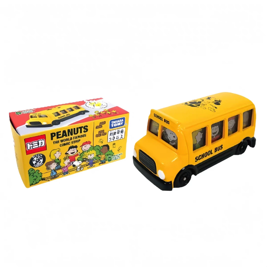 正品TOMY多美卡75周年史努比巴士卡通联名合金车模