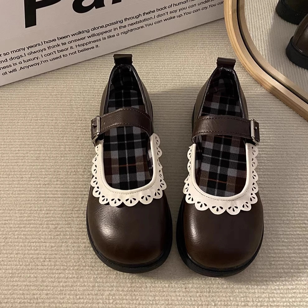 复古玛丽珍小皮鞋女春秋圆头法式软妹lolita学生配裙子日系jk鞋子