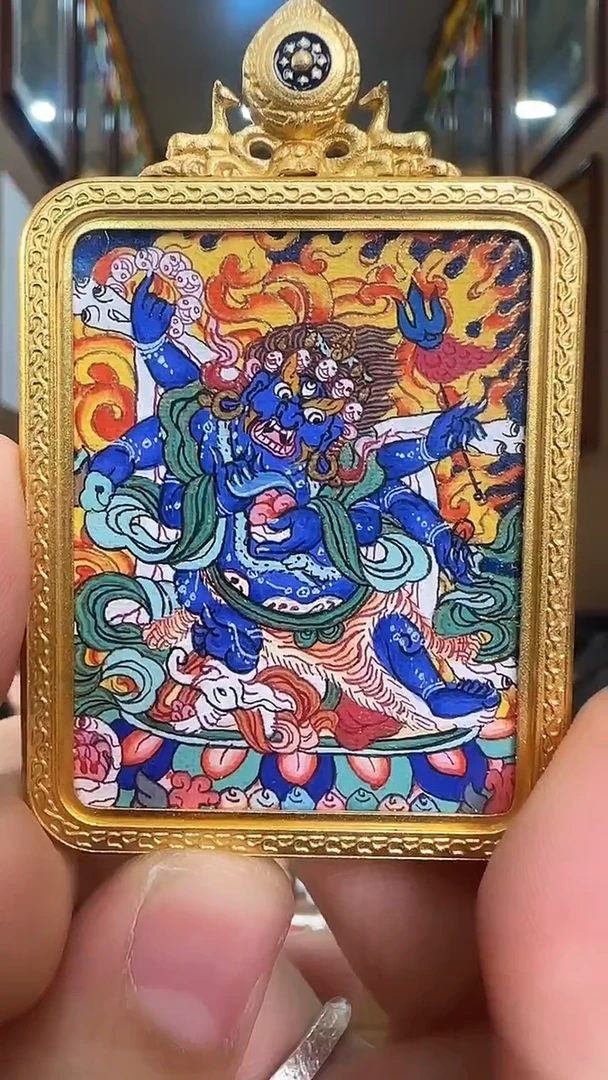 吊坠大黑天-热贡纯手绘唐卡
