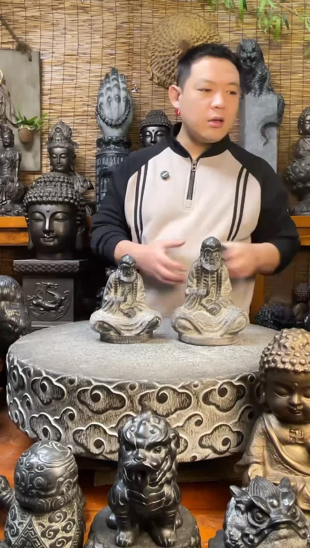 石材18达摩天然青石雕刻