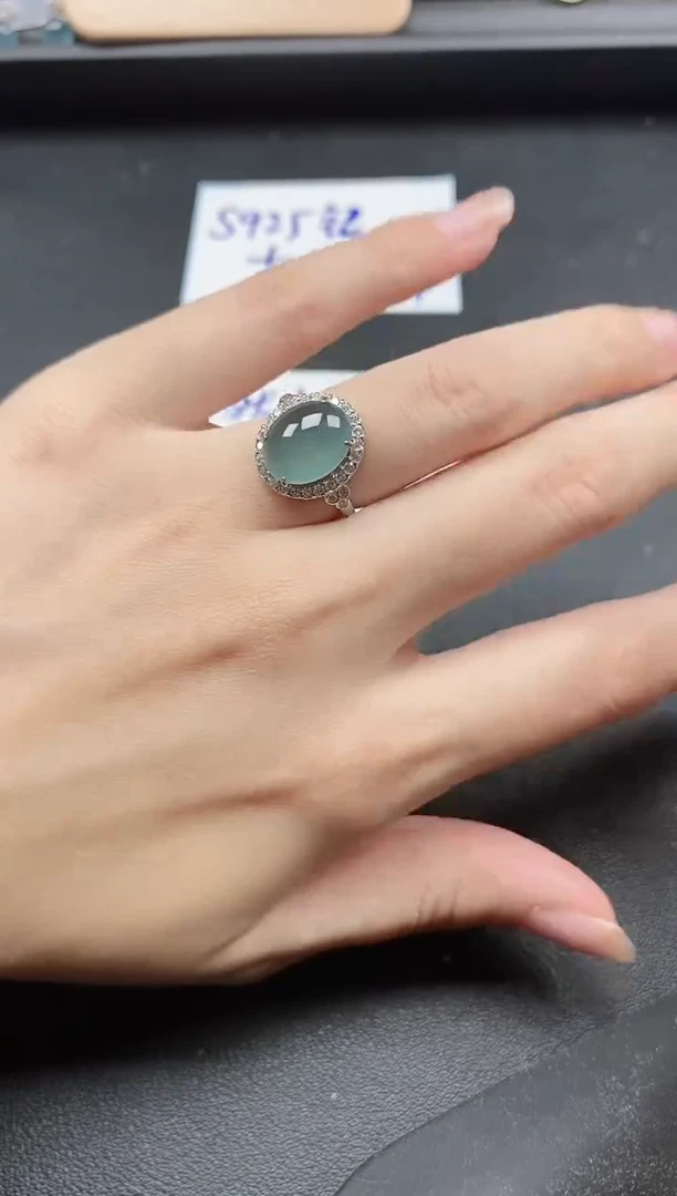 翡翠戒指银S925镶嵌51511