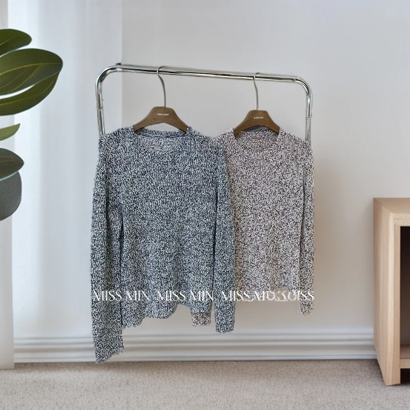 MISS MIN M1137  高级感圆领长袖休闲韩版毛衣上衣女士百搭时尚