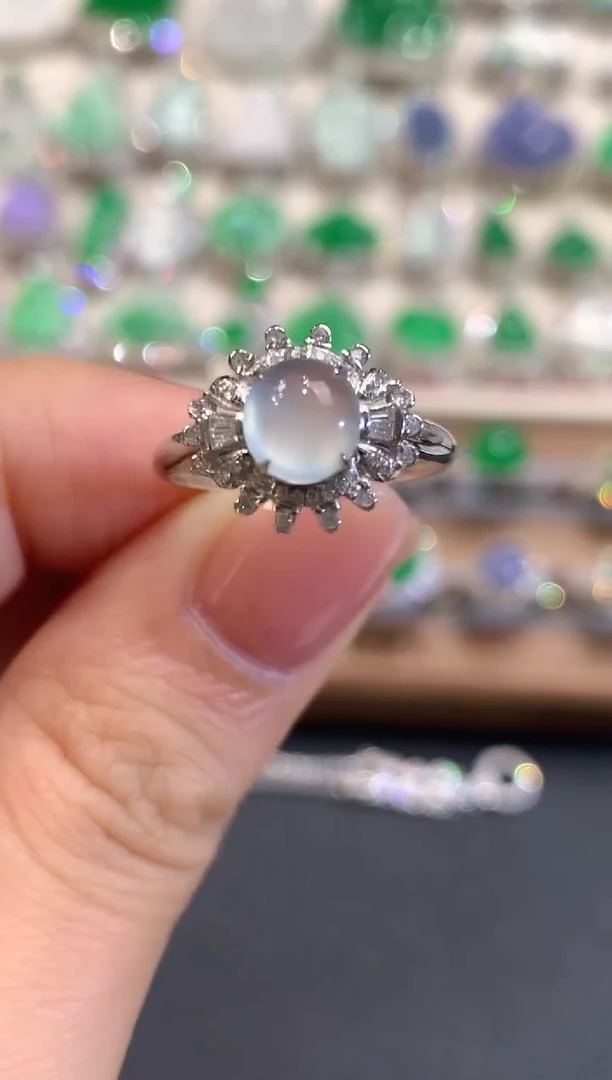 18K金镶嵌戒指翡翠a22