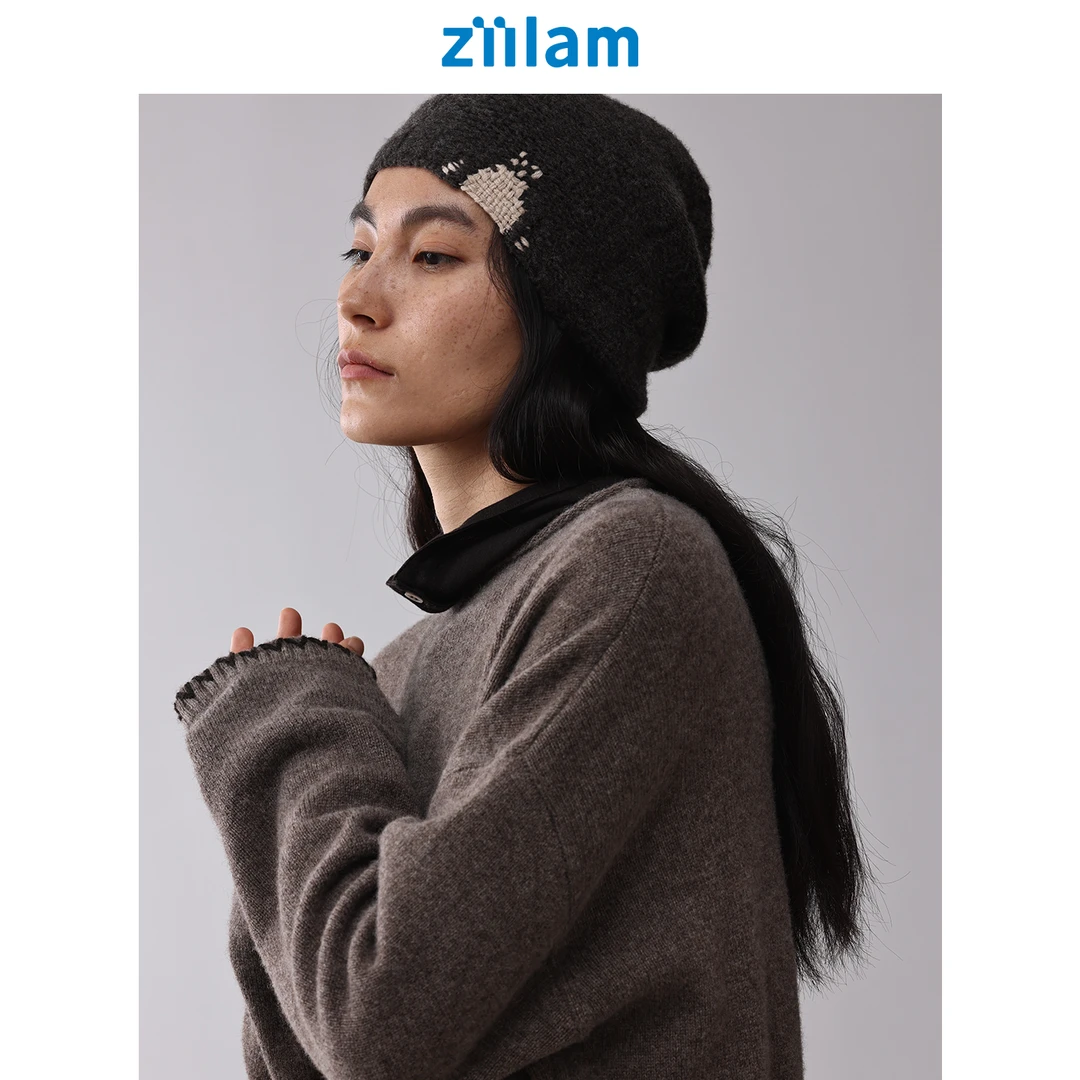 ziilam枝蓝 牦牛绒宽松毛衣羊毛混纺轻盈保暖高级针织衫上衣女