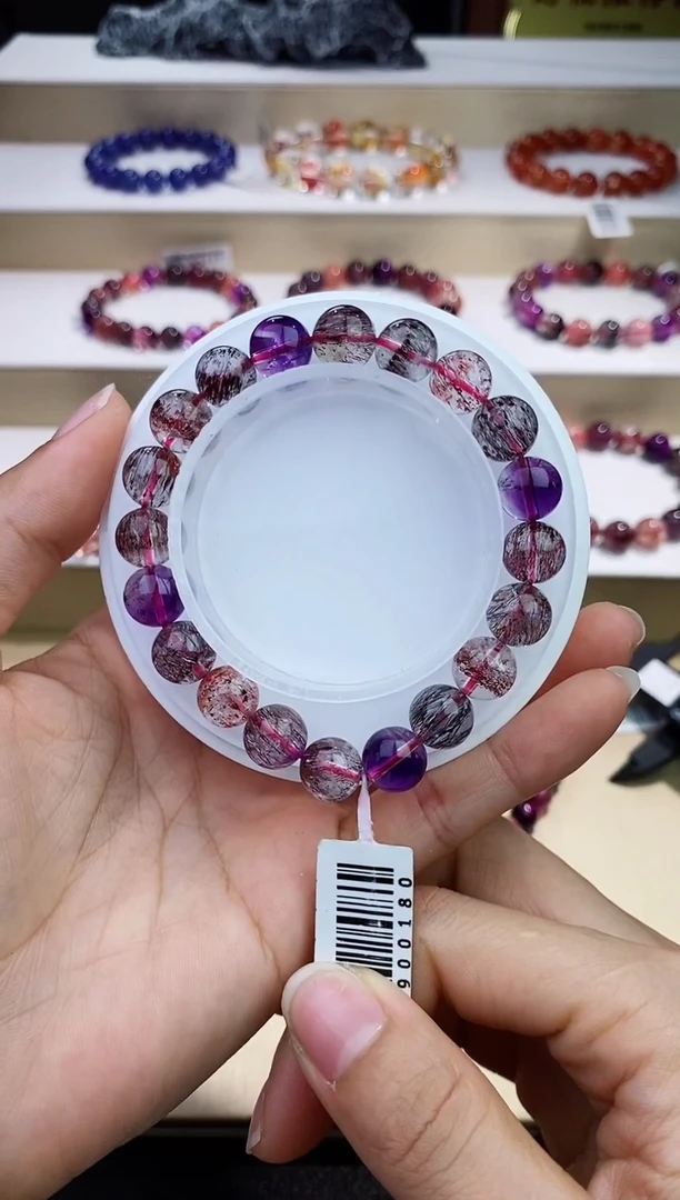 未镶嵌手串水晶黑加仑超七单圈9m+