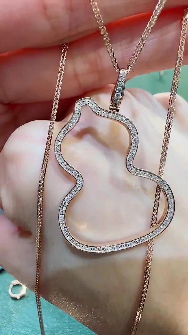 【闪购商品】钻石吊坠(不含链)18K金镶嵌18K金钻石葫芦吊坠