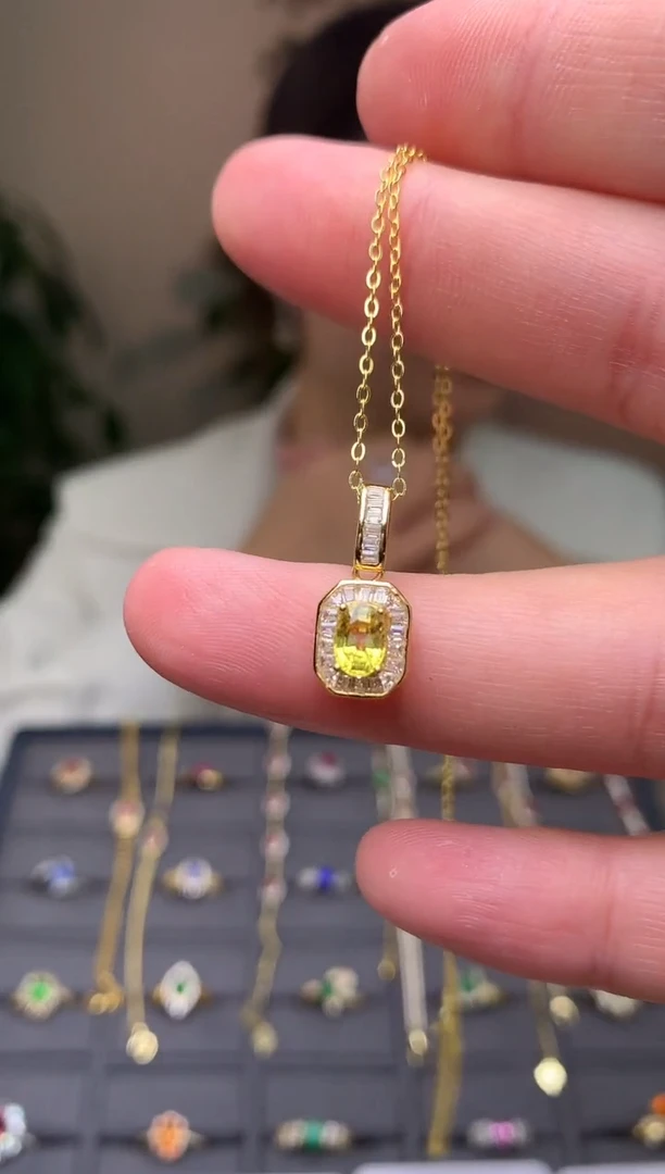 颈饰蓝宝石银S925镶嵌吊坠