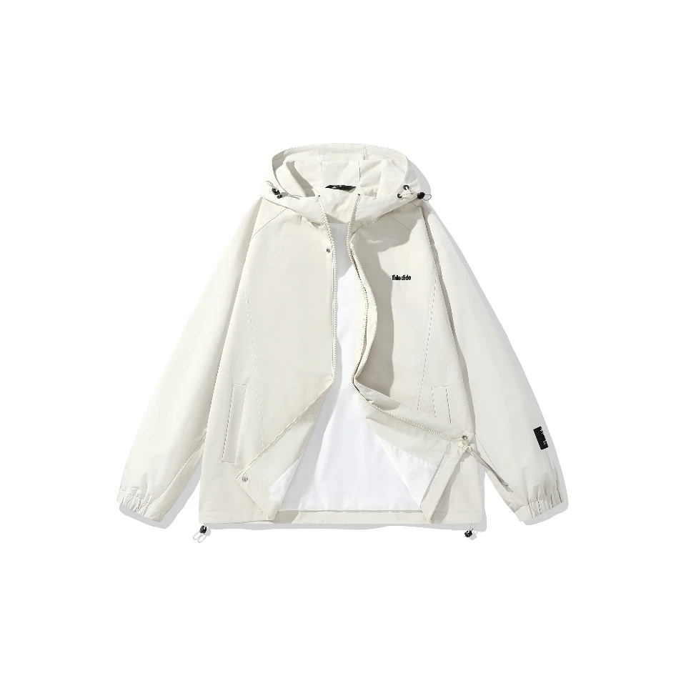 纯色字母刺绣宽松防水连帽冲锋衣 情侣款5099