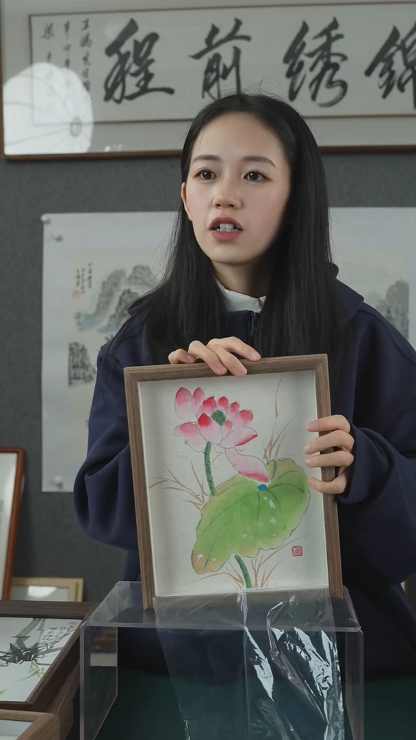 【闪购商品】国画手绘10寸荷花带框