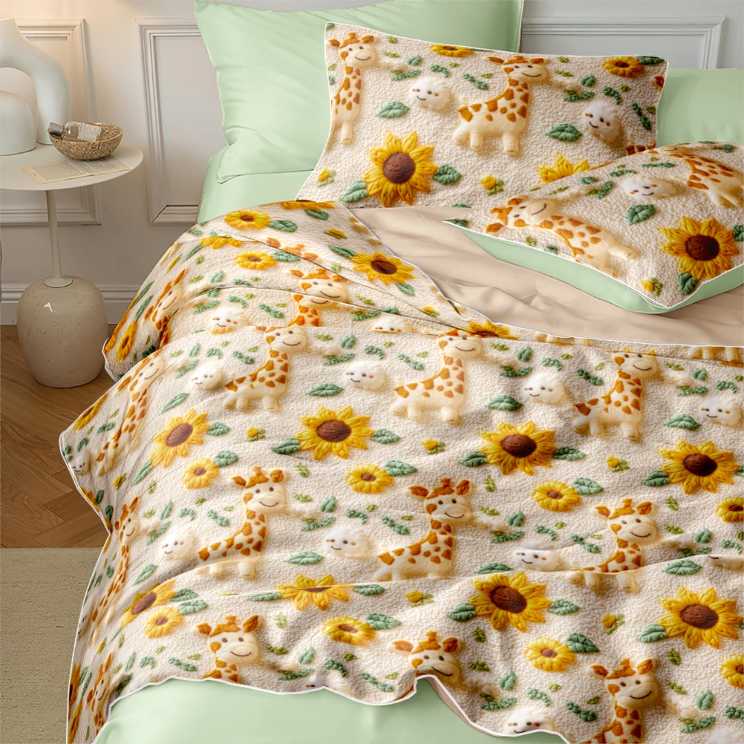 2025新款5D立体印花凉感丝凉豆豆葵鹿追凉空调被