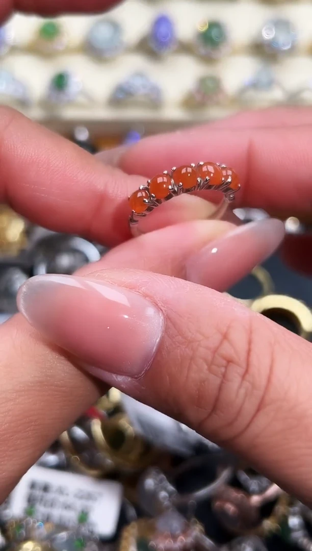 银S925镶嵌戒指翡翠缅甸天然A货翡翠S925银镶嵌