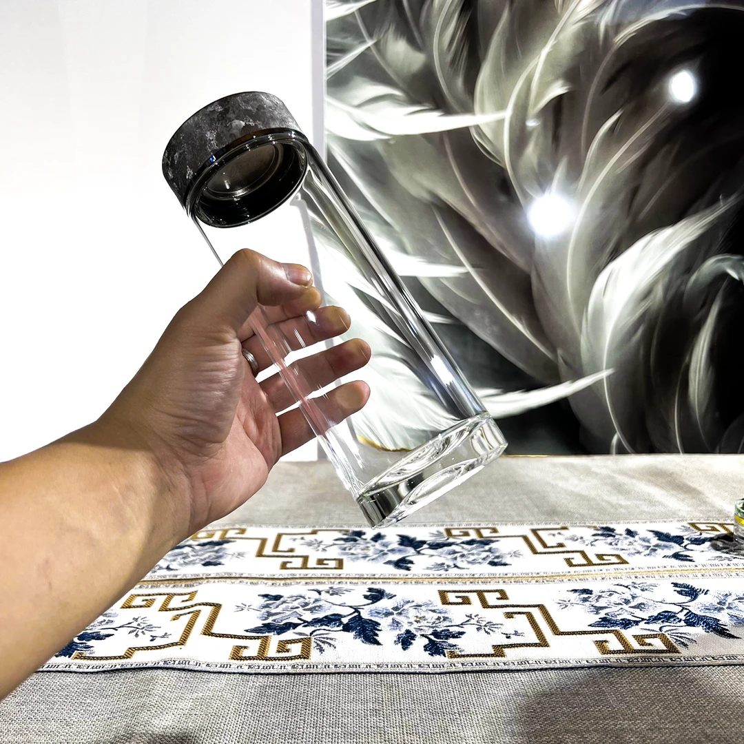 【钛玻杯】烫手无网隔单层高硼硅玻璃杯商务钛泡茶杯钛钛车载