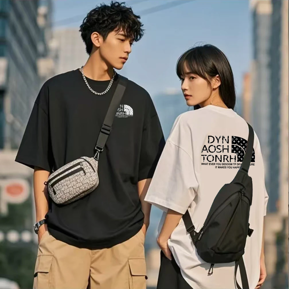 【品牌正品】夏季时尚百搭圆领T恤上衣男女同款情侣休闲短袖-239