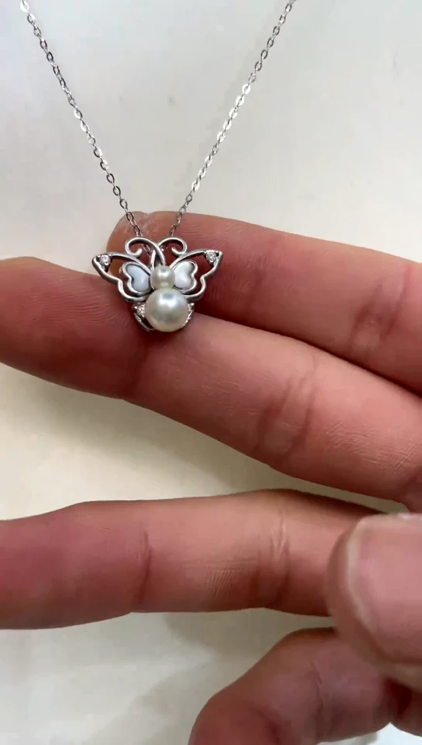 颈饰银S925镶嵌海水珍珠