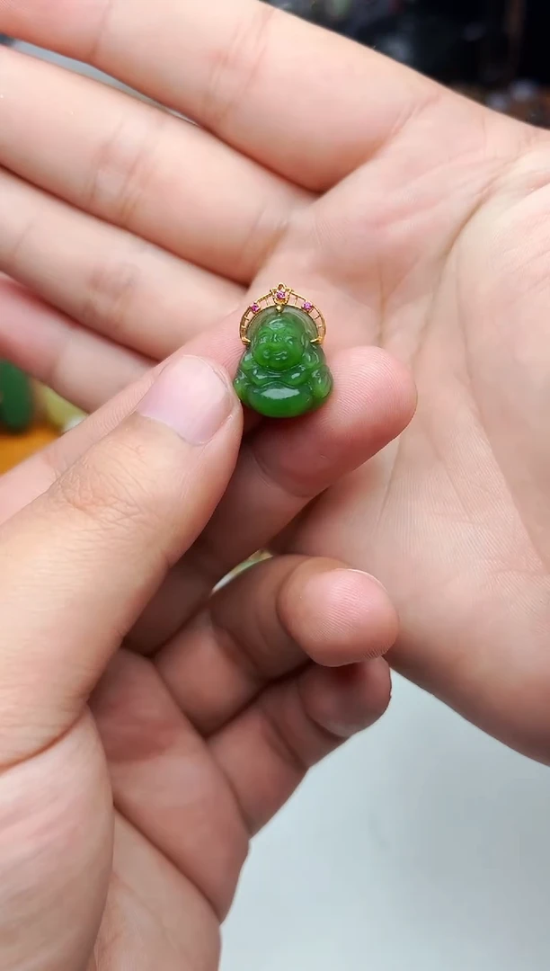 【闪购商品】和田玉颈饰18K金镶嵌佛公01