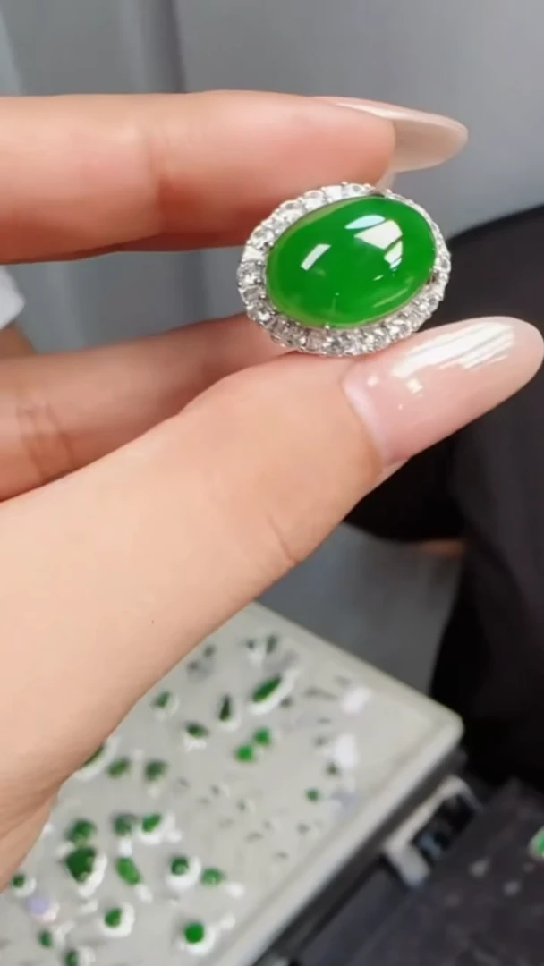 定制翡翠银S925镶嵌翡翠戒指191